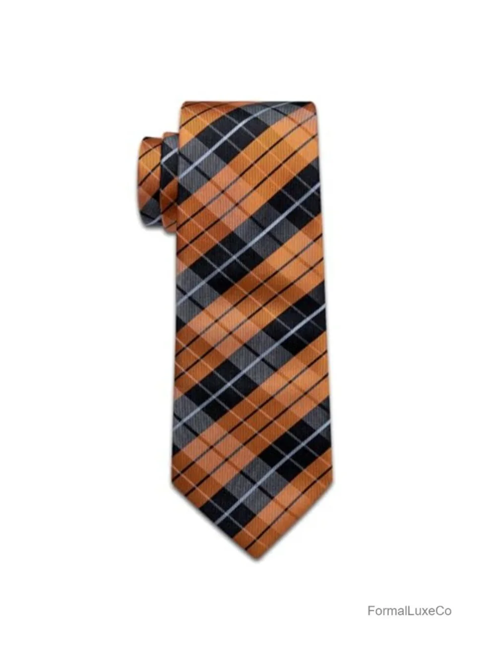 Silk Plaid Tie Set with Pocket Square Cufflinks Lapel Pin Tie Clip
